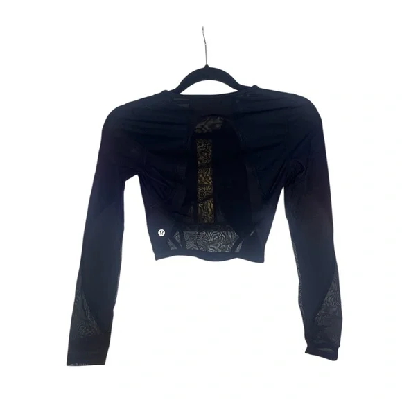 Lululemon Mesh Panelled Training Long Sleeve Shirt in Black Size 0 - Picture 4 of 4